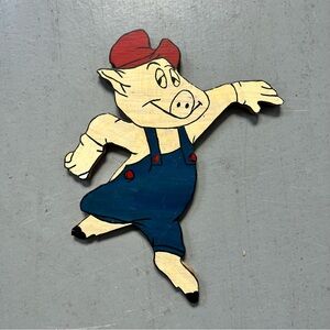 Vintage Disney Handcrafted Wood Cutout Fifer Pig Handpainted 3 Little Pigs
